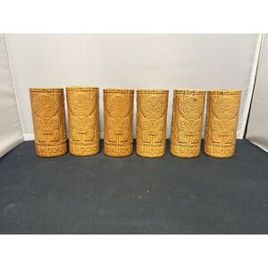 Bacoo Rum Tumblers Man Cave Tiki Room 6" Tall Set Of 6 Bar Ware MCM Drink ware